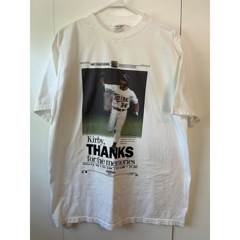 Front Pages Kirby Puckett T-Shirt Minnesota Twins Vintage Star Tribune‎ Size XL